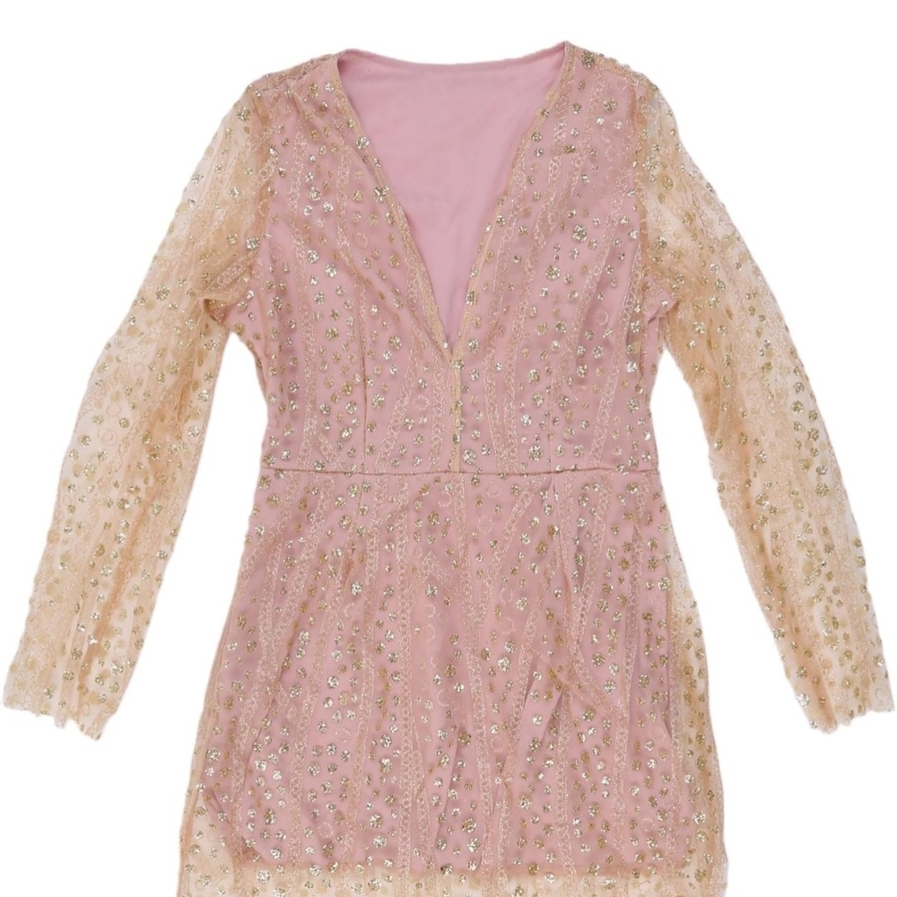 Womens Pink and Gold Sequin Dress Size XL NWOT